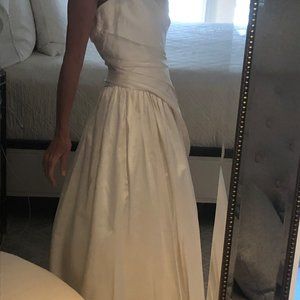 Designer ivory satin gown; size 2-4
